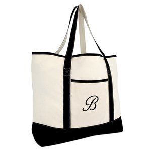 Monogram Bag Personalized Totes Open Top Black Letter B :)